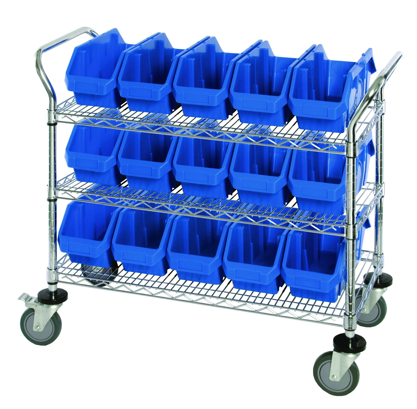 Quantum WRC3-1836-1265BL Utility Cart, 36"W x 18"D x 37-1/2"H, Chrome