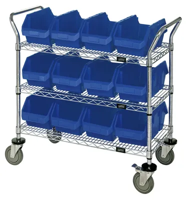 Quantum WRC3-1836-1285BL Utility Cart, 36"W x 18"D x 37-1/2"H, Chrome