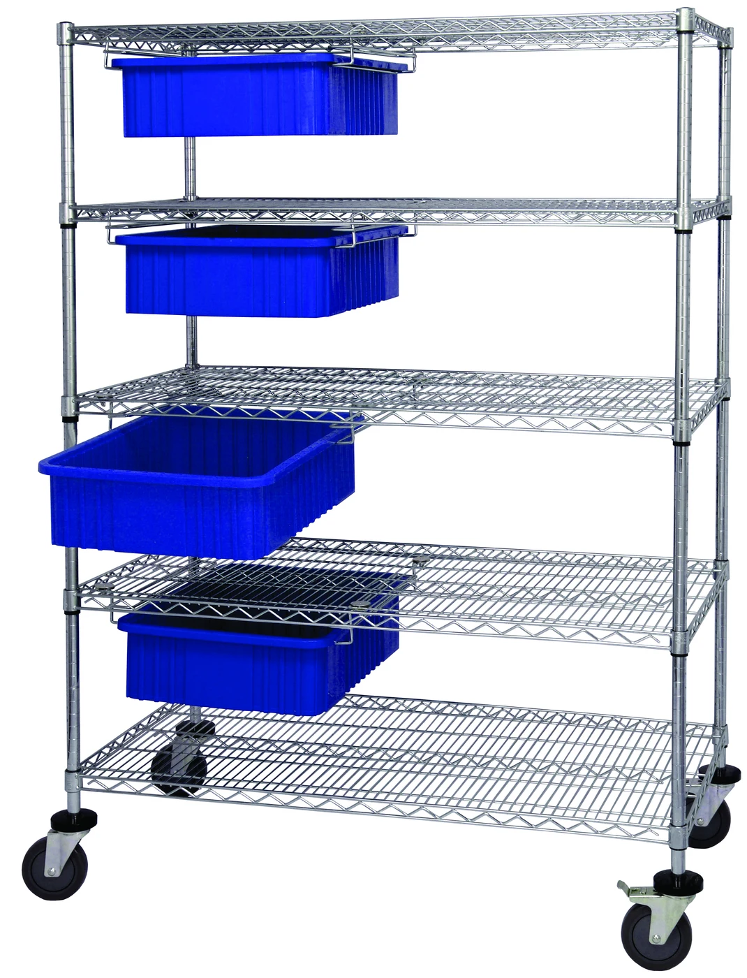Quantum WRC5-63-2448-92060BL Bin Cart System, 48"W x 24"D x 69"H, 1200 lb capacity, Chrome
