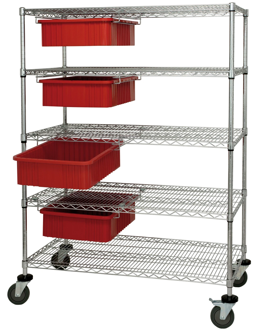Quantum WRC5-63-2448-92060RD Bin Cart System, 48"W x 24"D x 69"H, 1200 lb capacity, Chrome