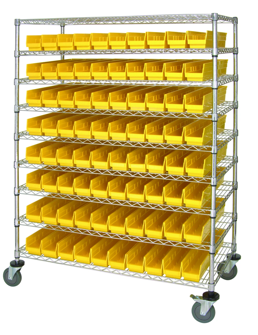 Quantum WRC9-63-2448-105YL Catheter Bin Wire Cart, 48"W x 24"D x 69"H, 1200 lb capacity, Chrome