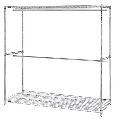 Quantum WRGR-63-2460 Stationary Wire Garment Rack, 60"W x 24"D x 63"H, 75 lb capacity, Chrome