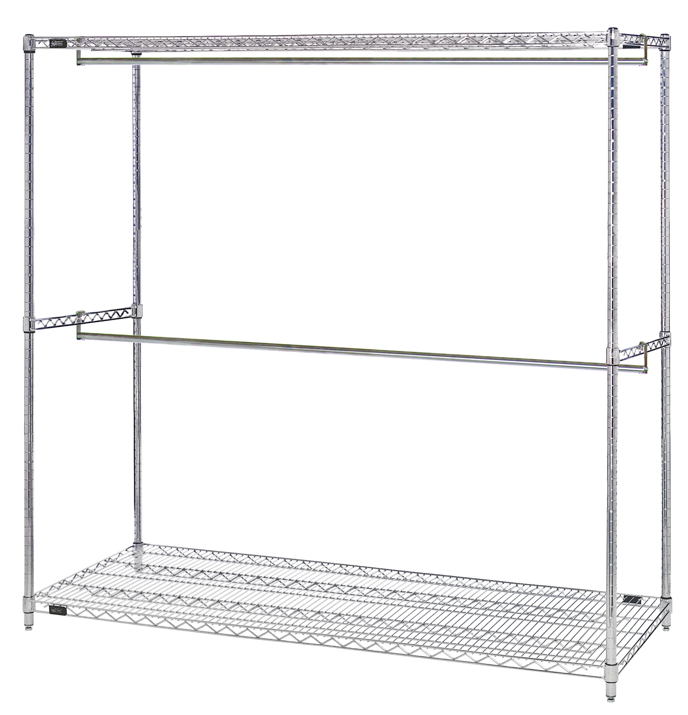Quantum WRGR-63-2460 Stationary Wire Garment Rack, 60"W x 24"D x 63"H, 75 lb capacity, Chrome