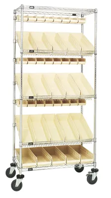 Quantum WRCL5-74848-104220IV Slanted Shelf Cart, 48"W x 18"D x 80"H, 1200 lb capacity, Chrome