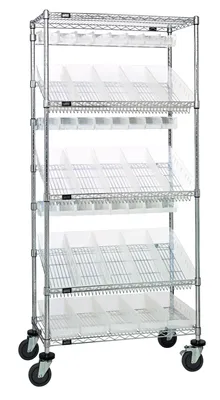 Quantum WRCL5-74848-104220CL Slanted Shelf Cart, 48"W x 18"D x 80"H, 1200 lb capacity, Chrome