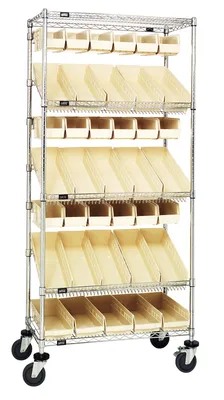 Quantum WRCL5-74836-104230IV Slanted Shelf Cart, 36"W x 18"D x 80"H, 1200 lb capacity, Chrome