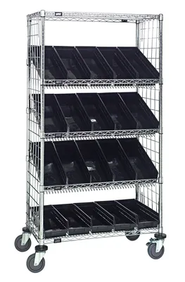 Quantum WRCL5-632436EP-106BK Slanted Shelf Enclosure Cart, 36"W x 24"D x 69"H, 1200 lb capacity, Chrome