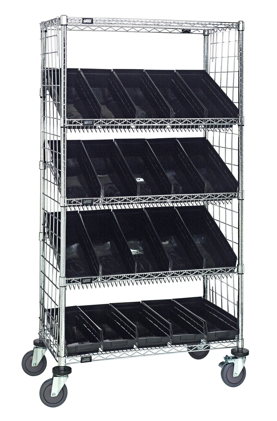 Quantum WRCL5-632436EP-106BK Slanted Shelf Enclosure Cart, 36"W x 24"D x 69"H, 1200 lb capacity, Chrome