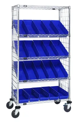 Quantum WRCL5-632436EP-106BL Slanted Shelf Enclosure Cart, 36"W x 24"D x 69"H, 1200 lb capacity, Chrome