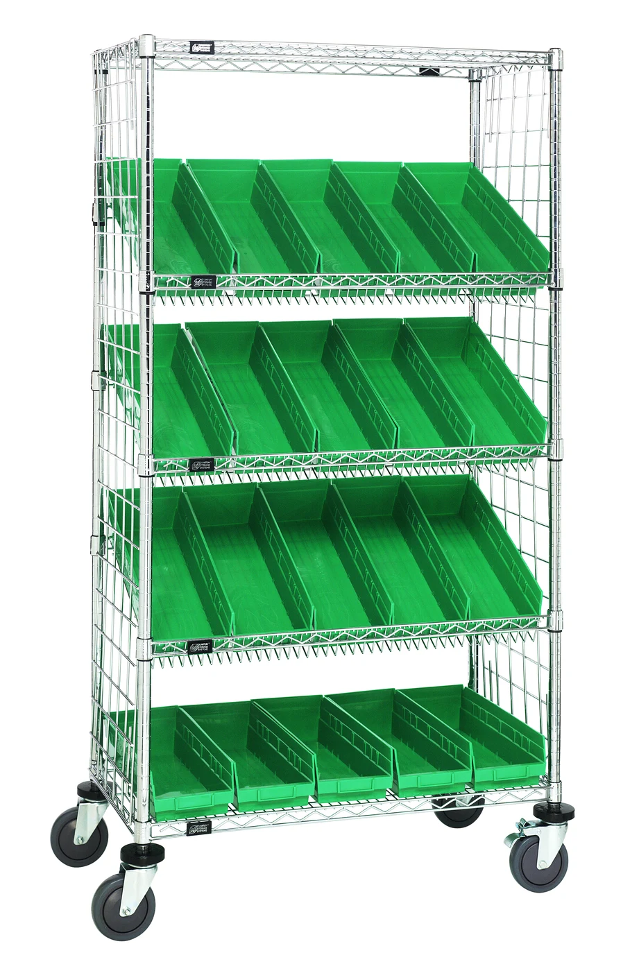 Quantum WRCL5-632436EP-106GN Slanted Shelf Enclosure Cart, 36"W x 24"D x 69"H, 1200 lb capacity, Chrome
