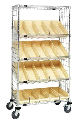 Quantum WRCL5-632436EP-106IV Slanted Shelf Enclosure Cart, 36"W x 24"D x 69"H, 1200 lb capacity, Chrome