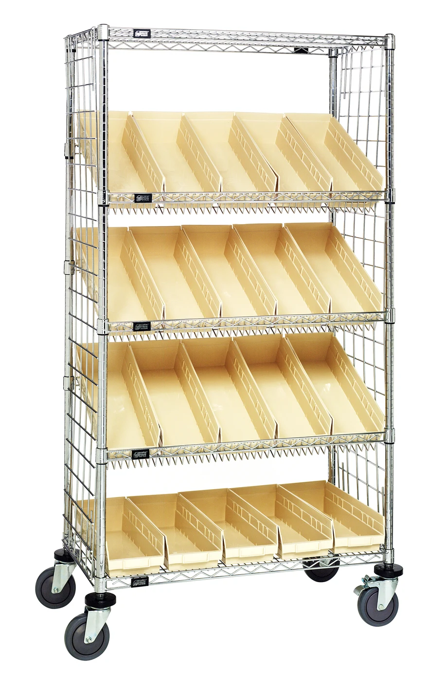 Quantum WRCL5-631836EP-104IV Slanted Shelf Enclosure Cart, 36"W x 18"D x 69"H, 1200 lb capacity, Chrome