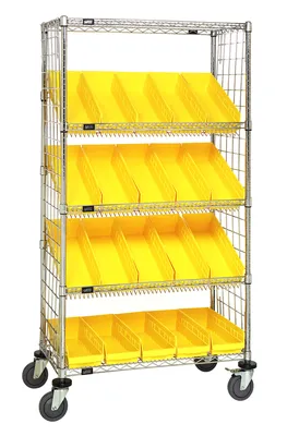 Quantum WRCL5-632436EP-106YL Slanted Shelf Enclosure Cart, 36"W x 24"D x 69"H, 1200 lb capacity, Chrome
