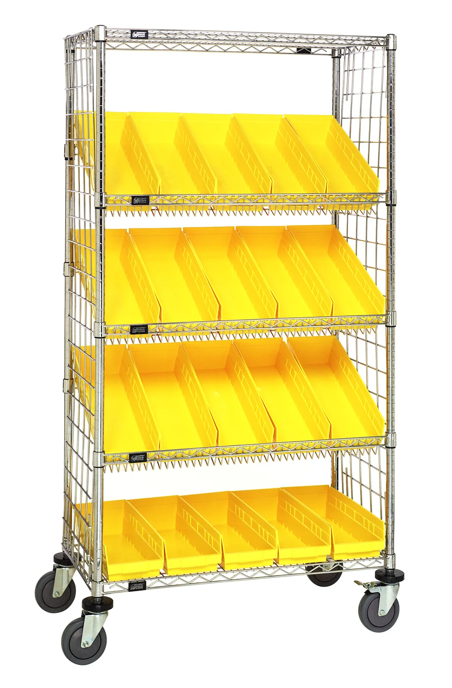 Quantum WRCL5-632436EP-106YL Slanted Shelf Enclosure Cart, 36"W x 24"D x 69"H, 1200 lb capacity, Chrome