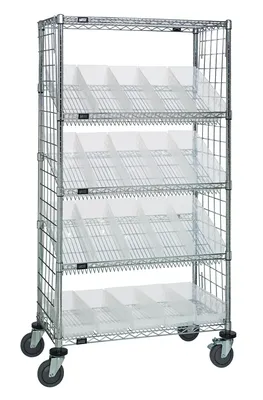 Quantum WRCL5-632436EP-106CL Slanted Shelf Enclosure Cart, 36"W x 24"D x 69"H, 1200 lb capacity, Chrome