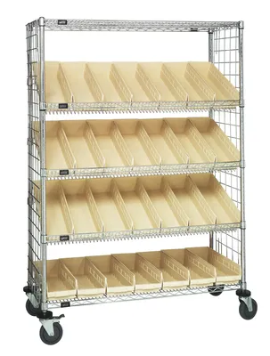 Quantum WRCL5-631848EP-104IV Slanted Shelf Enclosure Cart, 48"W x 18"D x 69"H, 1200 lb capacity, Chrome