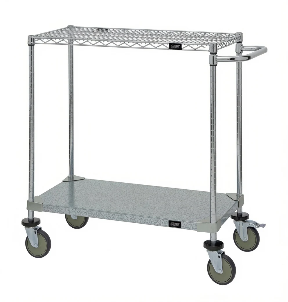 Quantum WRCP-1836-2CG Utility Cart, 36"W x 18"D x 37-1/2"H, 1200 lb capacity, Chrome/Galvanized