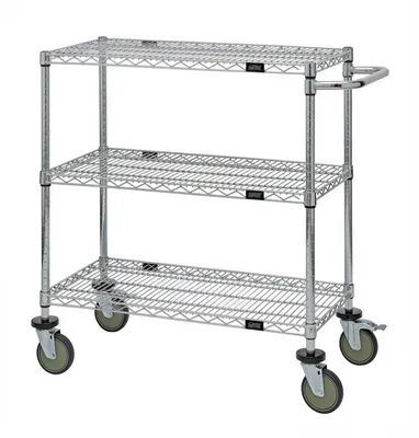 Quantum WRCP-1842-3 Utility Cart, 42"W x 18"D x 37-1/2"H, 1200 lb capacity, Chrome