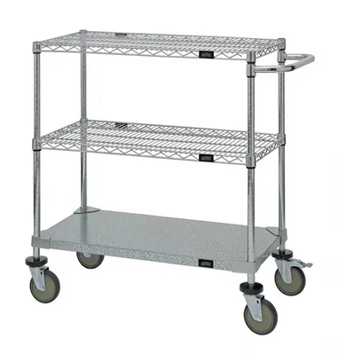 Quantum WRCP-1842-3CG Utility Cart, 42"W x 18"D x 37-1/2"H, 1200 lb capacity, Chrome/Galvanized
