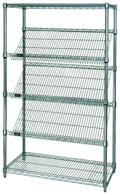Quantum WRCSL5-63-2436 Slanted Shelf Cart, 36"W x 24"D x 69"H, 1200 lb capacity, Chrome