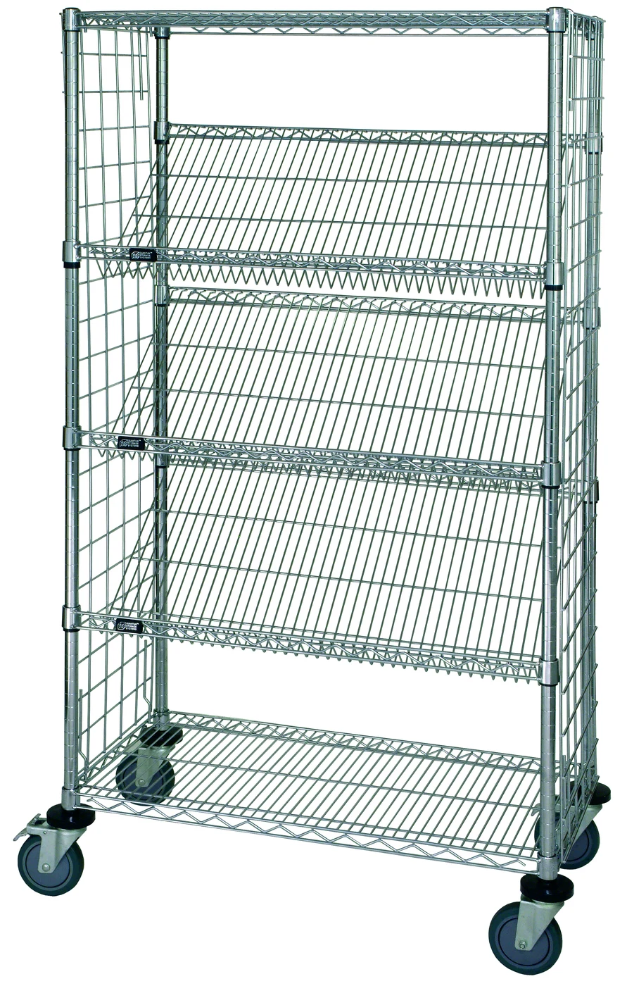 Quantum WRCSL6-63-1848EP Slanted Shelf Enclosure Cart, 48"W x 18"D x 69"H, 1200 lb capacity, Chrome