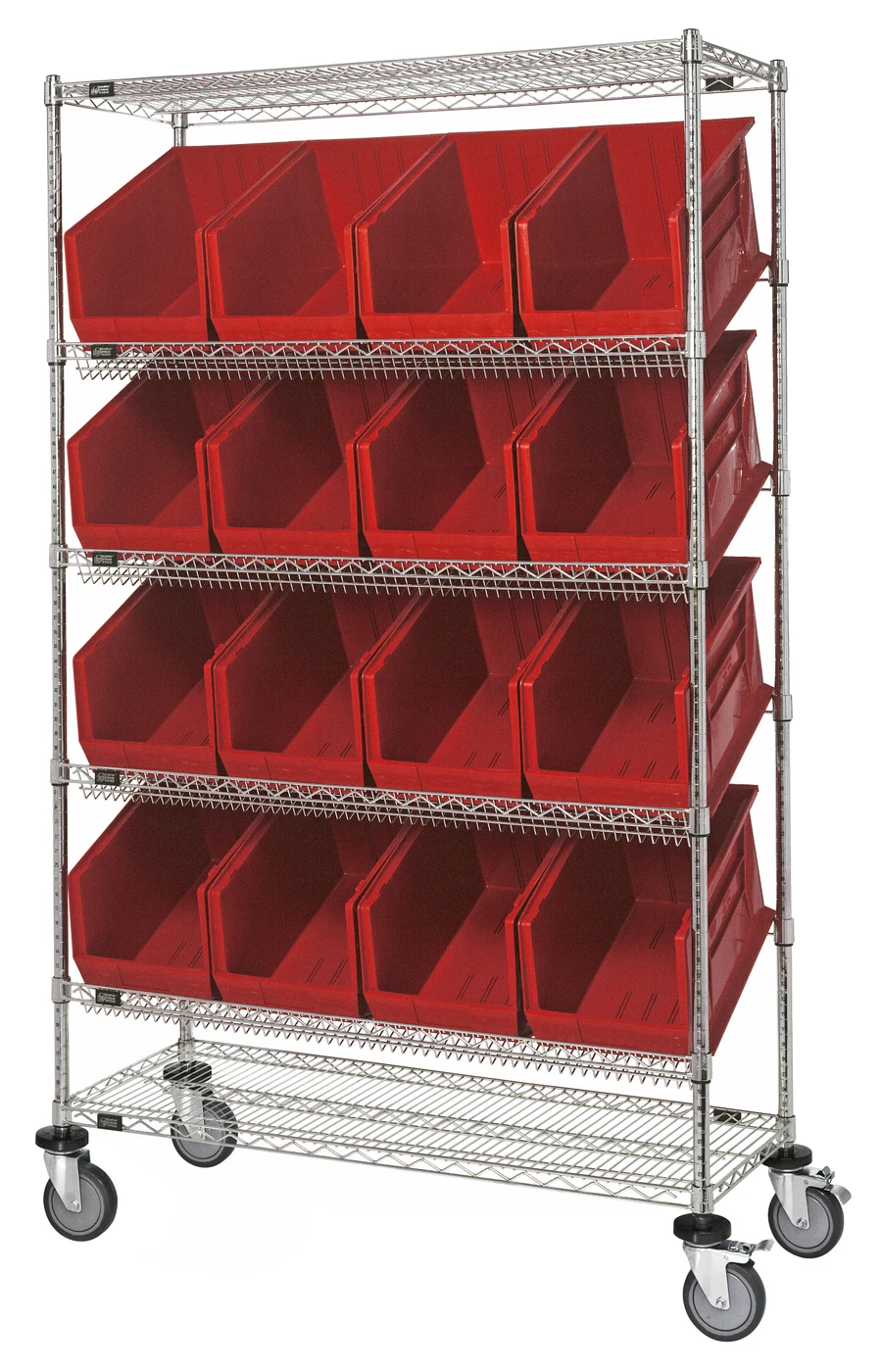 Quantum WRCSL6-74-2448-953RD Slanted Shelf Cart, 48"W x 24"D x 80"H, 1200 lb capacity, Chrome