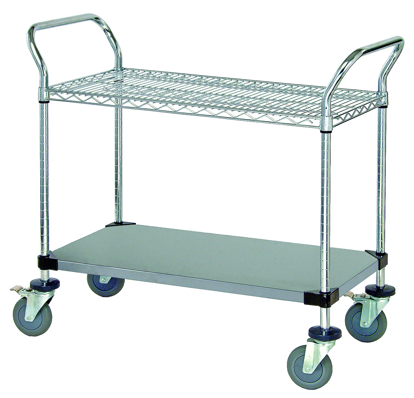 Quantum WRSC-1842SS-2S Utility Cart, 42"W x 18"D x 37-1/2"H, 1200 lb capacity, Stainless