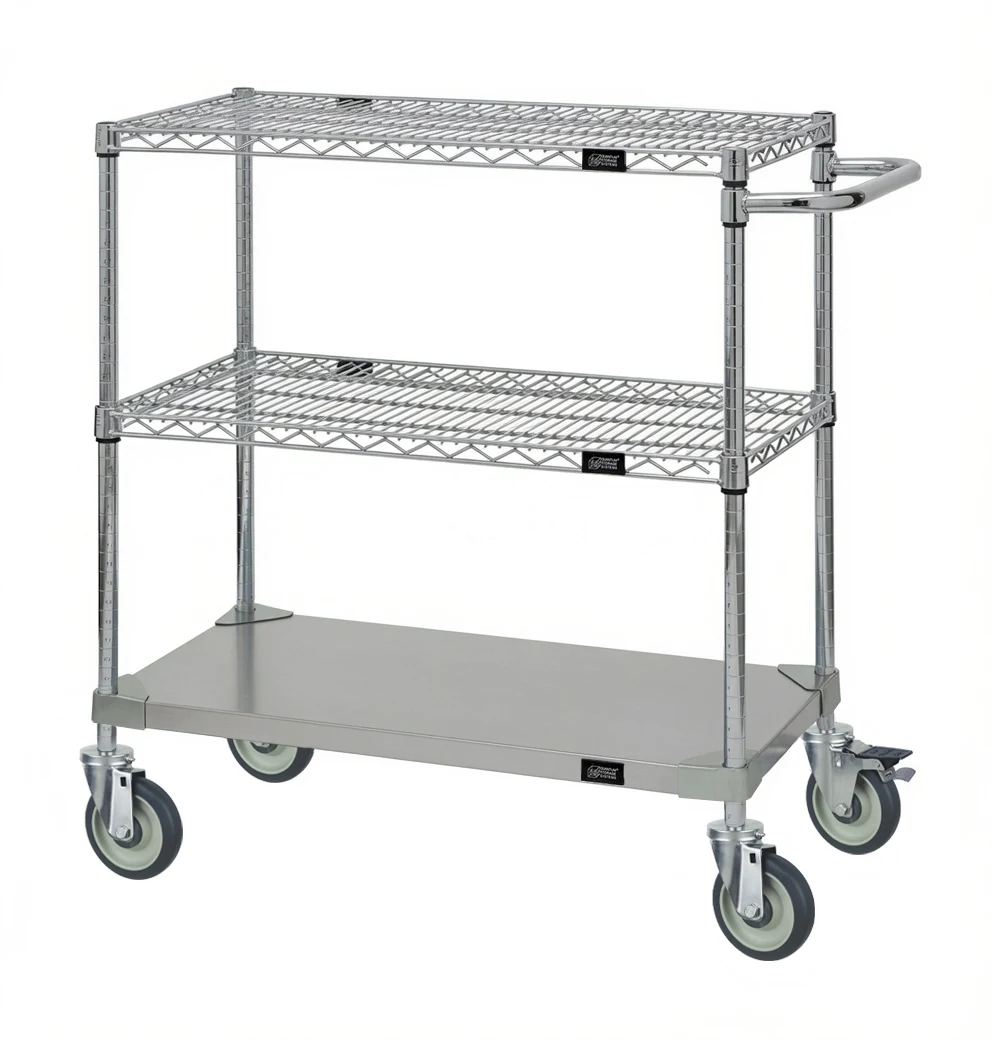 Quantum WRSCP-2424SS-3S Utility Cart, 24"W x 24"D x 37-1/2"H, 1200 lb capacity, Stainless