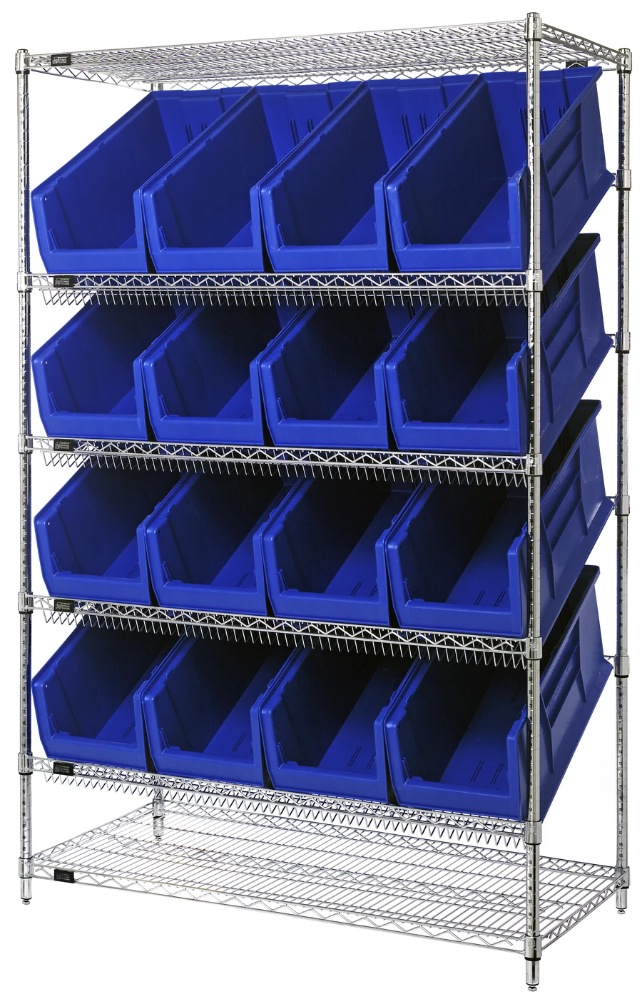 Quantum WRSL6-74-2448-953BL Stationary Bin System Unit, 24"W x 48"L x 74"H, 800 lb capacity, Chrome
