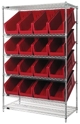 Quantum WRSL6-74-2448-953RD Stationary Bin System Unit, 24"W x 48"L x 74"H, 800 lb capacity, Chrome