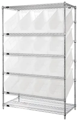 Quantum WRSL6-74-2448-953CL Stationary Bin System Unit, 24"W x 48"L x 74"H, 800 lb capacity, Chrome