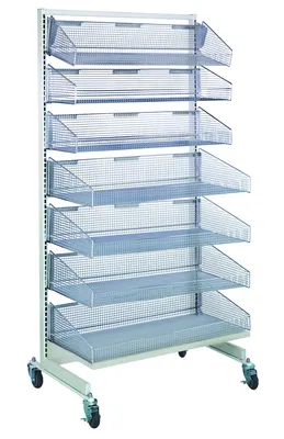 Quantum WS-SS18-3S4L Mobile Partition Wall Starter Unit, 18"W x 17"D x 74"H, Chrome/Oyster White