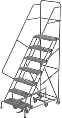 Tri-Arc All-Directional Knocked-Down 8-Step Rolling Ladder, 35" base, 17" top step, 24" wide steps, 450 lb capacity
