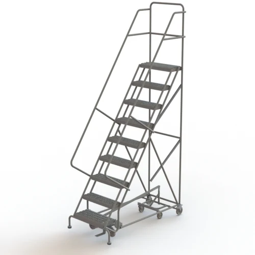 Tri-Arc All-Directional Knocked-Down 9-Step Rolling Ladder, 35" base, 17" top step, 24" wide steps, 450 lb capacity