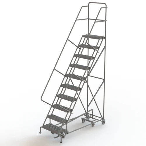 Tri-Arc All-Directional Knocked-Down 10-Step Rolling Ladder, 35" base, 17" top step, 24" wide steps, 450 lb capacity