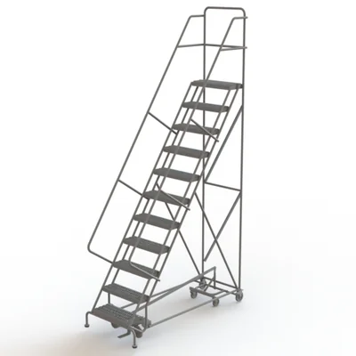 Tri-Arc All-Directional Knocked-Down 11-Step Rolling Ladder, 35" base, 17" top step, 24" wide steps, 450 lb capacity