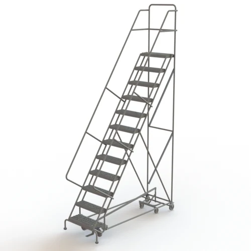 Tri-Arc All-Directional Knocked-Down 12-Step Rolling Ladder, 35" base, 17" top step, 24" wide steps, 450 lb capacity