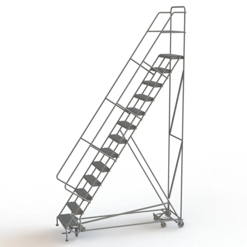 Tri-Arc All-Directional Knocked-Down 13-Step Rolling Ladder, 40" base, 17" top step, 24" wide steps, 450 lb capacity