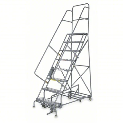 Tri-Arc All-Directional Knocked-Down 8-Step Rolling Ladder, 35" base, 10" top step, 24" wide steps, 450 lb capacity