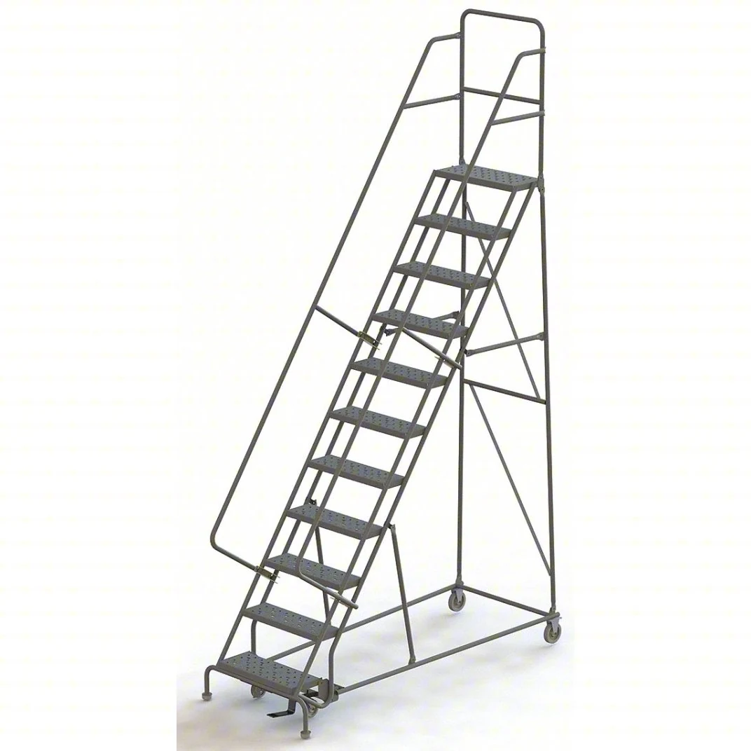 Tri-Arc All-Directional Knocked-Down 11-Step Rolling Ladder, 35" base, 10" top step, 24" wide steps, 450 lb capacity