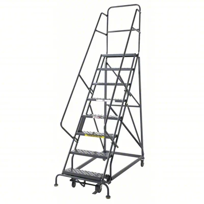 Tri-Arc All-Directional Knocked-Down 12-Step Rolling Ladder, 35" base, 10" top step, 24" wide steps, 450 lb capacity