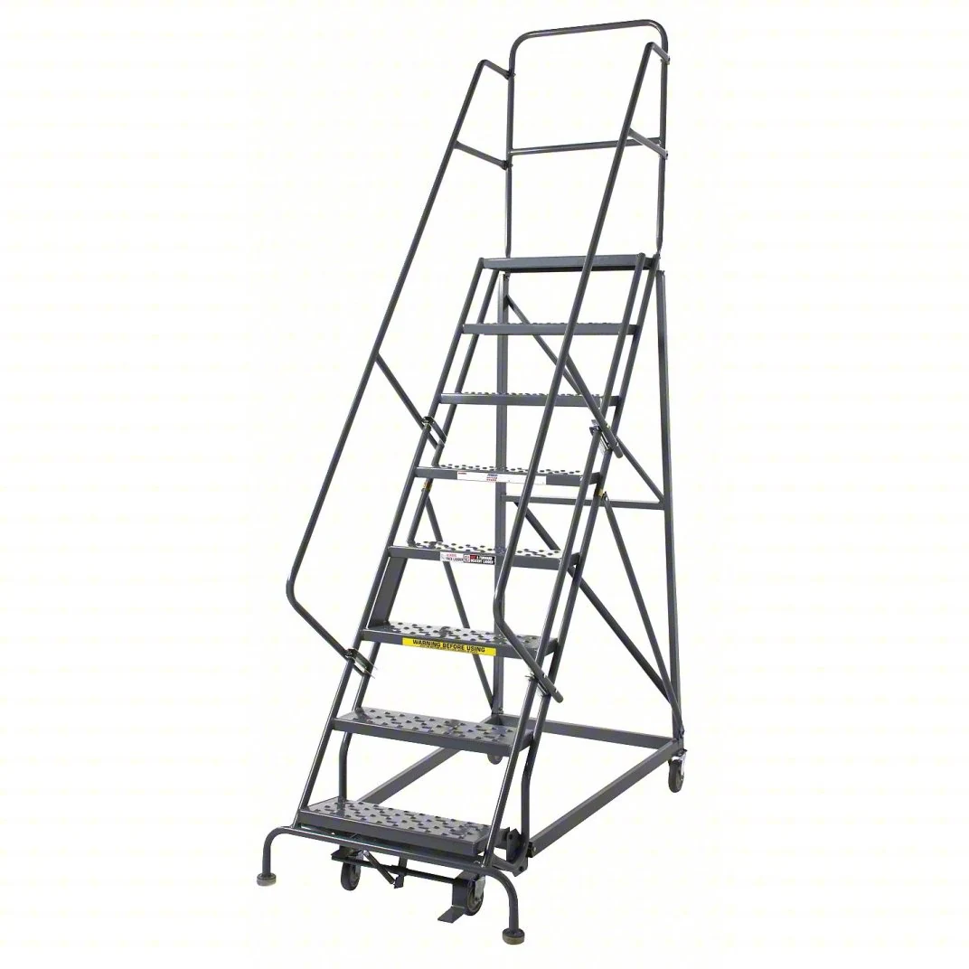 Tri-Arc All-Directional Knocked-Down 12-Step Rolling Ladder, 35" base, 10" top step, 24" wide steps, 450 lb capacity