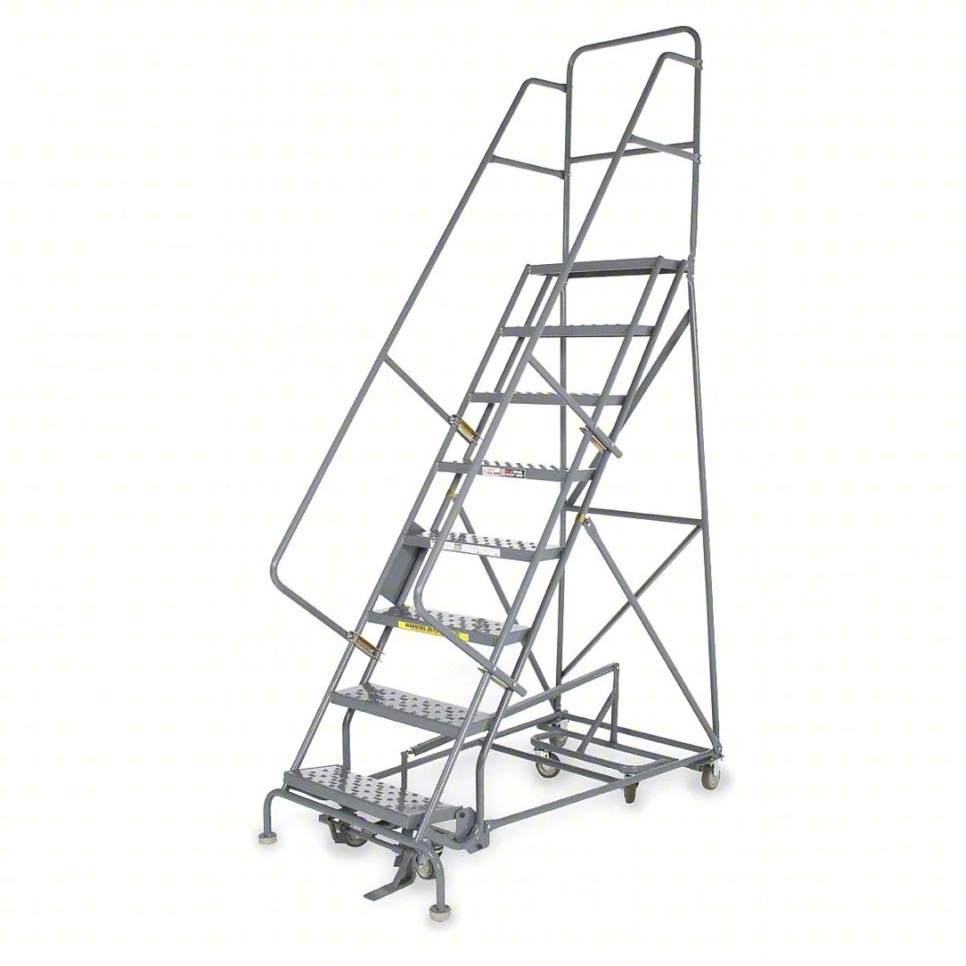 Tri-Arc All-Directional Knocked-Down 15-Step Rolling Ladder, 40" base, 10" top step, 24" wide steps, 450 lb capacity