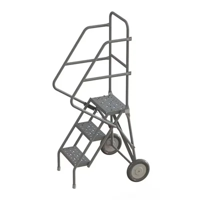 Tri-Arc Knocked-Down 3-Step Rolling Ladder, 23" base, 16" wide steps, 450 lb capacity