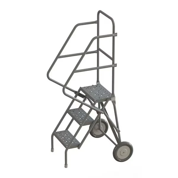 Tri-Arc Knocked-Down 3-Step Rolling Ladder, 23" base, 16" wide steps, 450 lb capacity