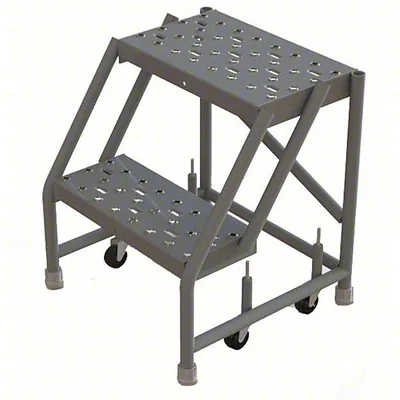 Tri-Arc Knocked-Down 2-Step Rolling Ladder, 19" base, 16" wide steps, 450 lb capacity