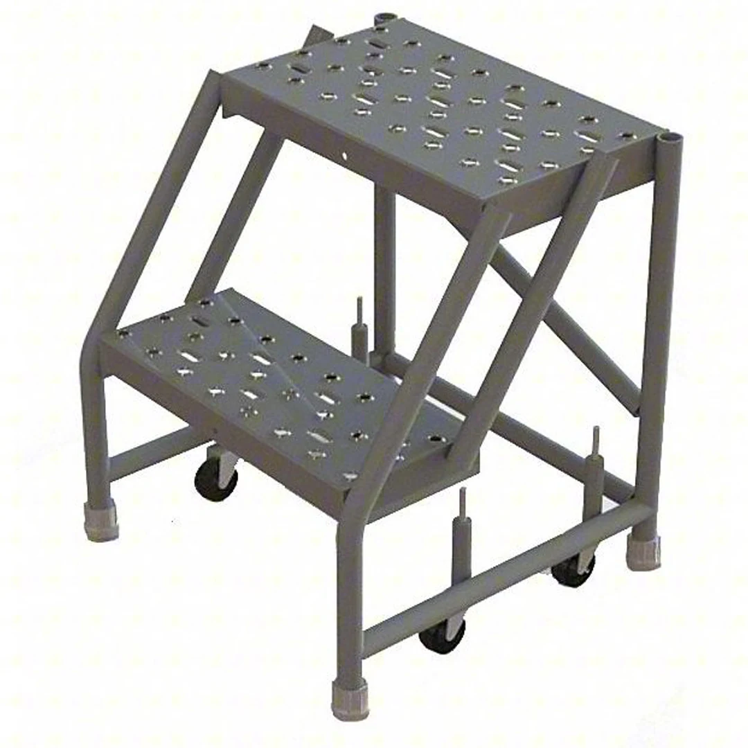 Tri-Arc Knocked-Down 2-Step Rolling Ladder, 19" base, 16" wide steps, 450 lb capacity