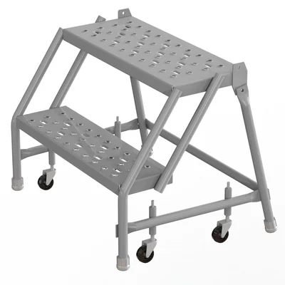 Tri-Arc Knocked-Down 2-Step Rolling Ladder, 19" base, 24" wide steps, 450 lb capacity