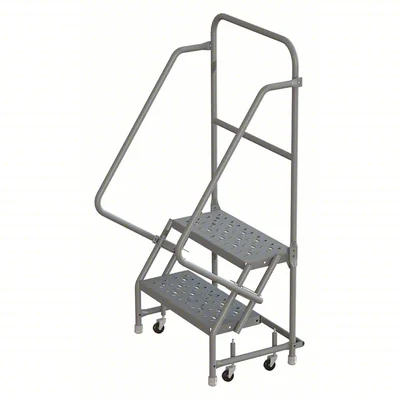 Tri-Arc Knocked-Down 2-Step Rolling Ladder, 19" base, 10" top step, 16" wide steps, 450 lb capacity