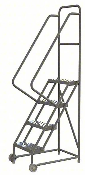 Tri-Arc Tilt & Roll Knocked-Down 4-Step Rolling Ladder, 23" base, 16" wide steps, 450 lb capacity